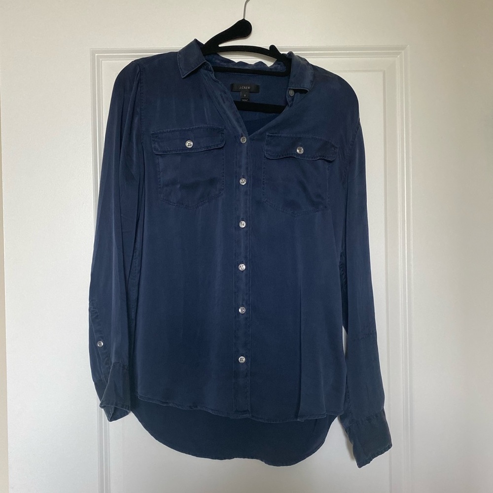J CREW | Silk Button Down Dress Shirt | Size 0 | Like New